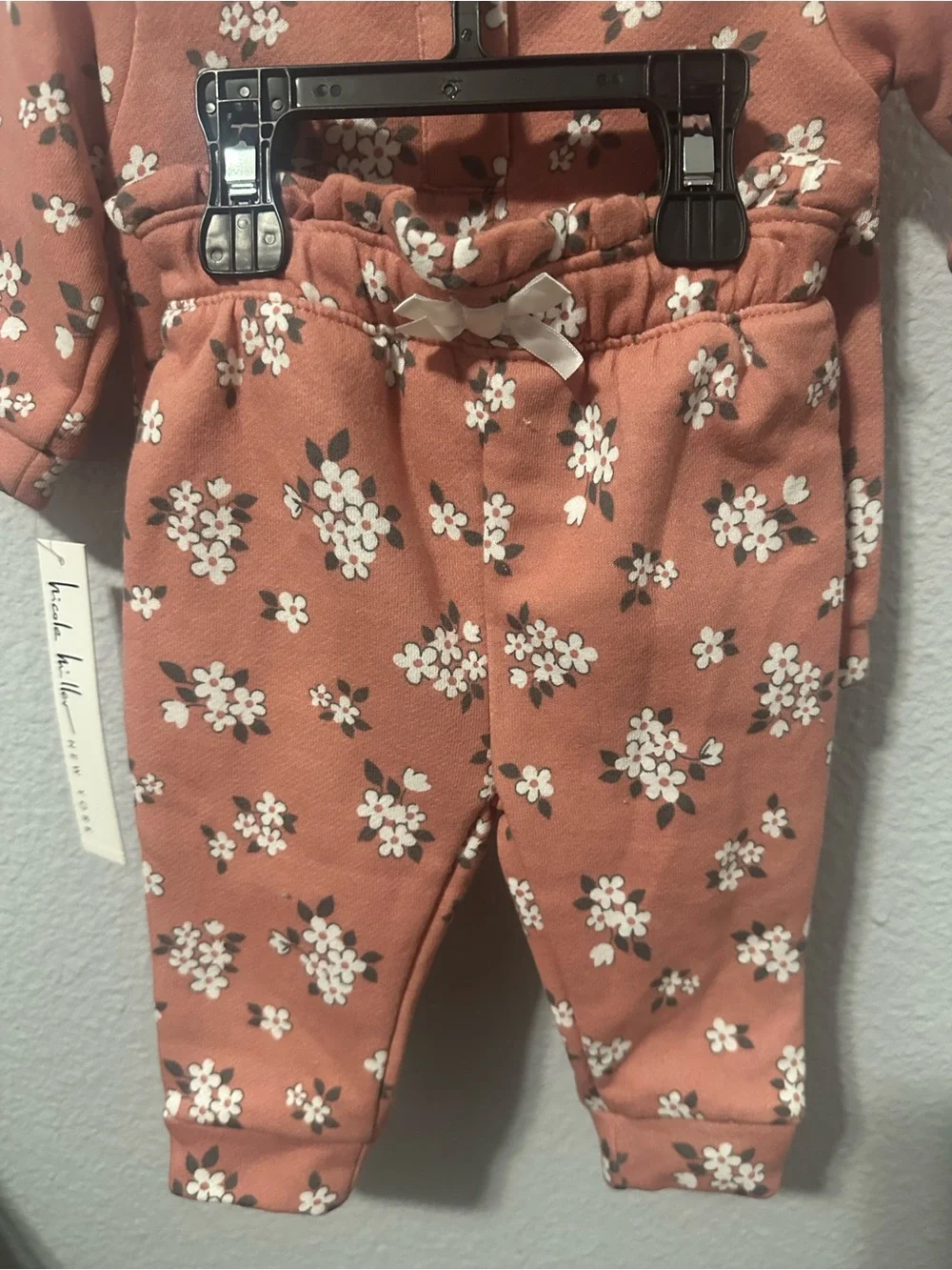 Nicole Miller Dusty Rose Floral Baby Set with Headband
